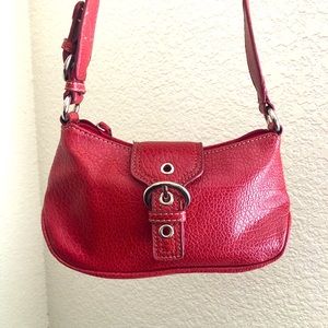 Nine West Red Mini Leather Purse with Snap Buckle Closure EUC